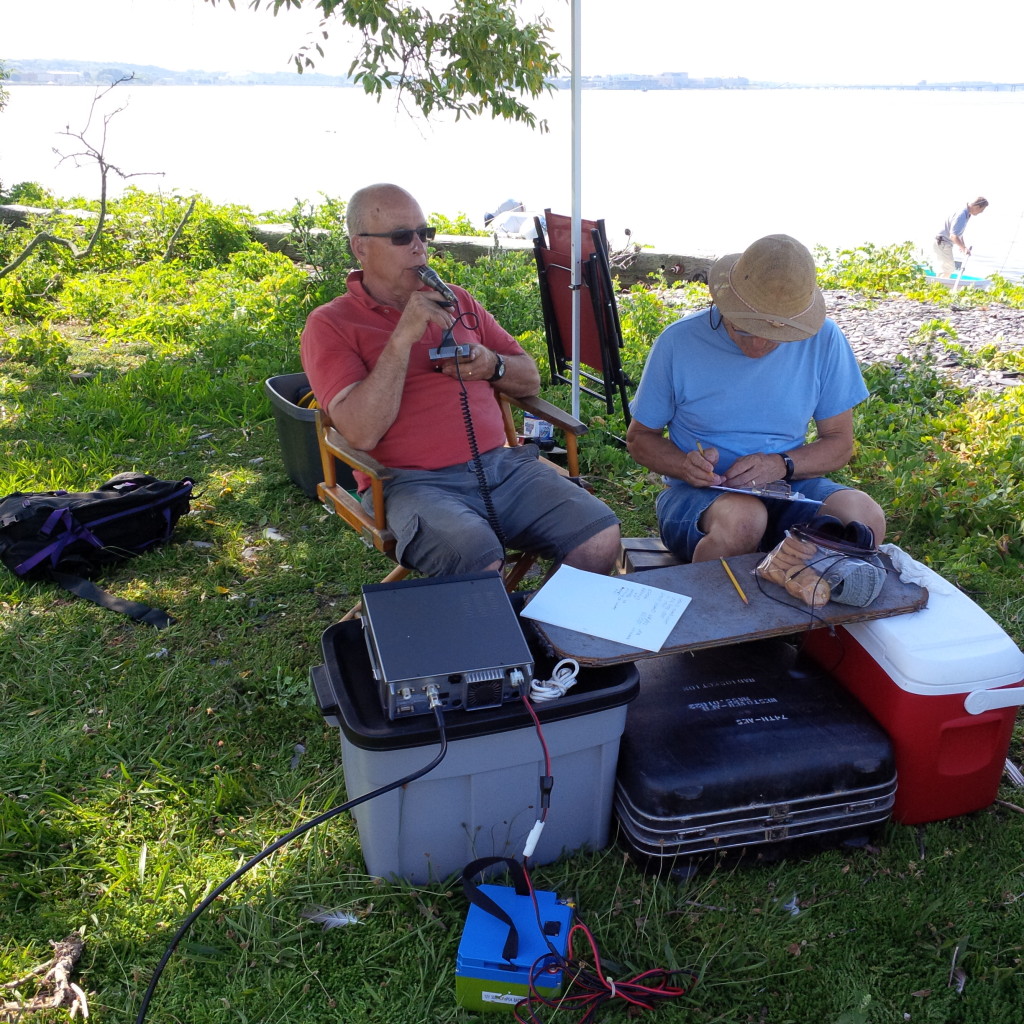 Willy, W1LY, and Jim, KA1ZOU, operating on Gould Island.